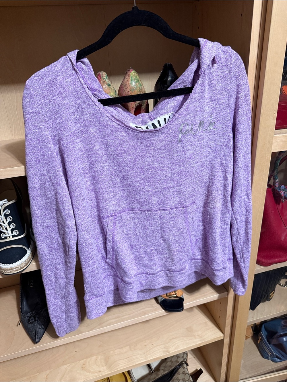 PINK Victoria's Secret Lavender Hooded Pullover Sweatshirt